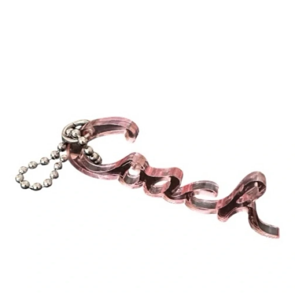 Coach Pink Script Keychain -‎ Bag Charm Authentic Coach ACCESSORY!